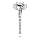 Solitaire Diamond Bypass Engagement Ring W/ Channel Set Band | 