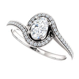 Solitaire Diamond Bypass Engagement Ring W/ Channel Set Band | 