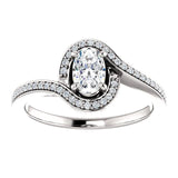 Solitaire Diamond Bypass Engagement Ring W/ Channel Set Band | 