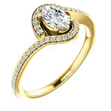 Solitaire Diamond Bypass Engagement Ring W/ Channel Set Band | 
