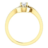 Solitaire Diamond Bypass Engagement Ring W/ Channel Set Band | 
