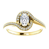 Solitaire Diamond Bypass Engagement Ring W/ Channel Set Band | 