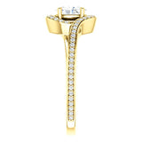 Solitaire Diamond Bypass Engagement Ring W/ Channel Set Band | 