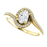 Solitaire Diamond Bypass Engagement Ring W/ Channel Set Band | 
