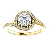 Solitaire Diamond Bypass Engagement Ring W/ Channel Set Band | 