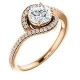 Solitaire Diamond Bypass Engagement Ring W/ Channel Set Band | 