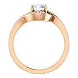 Solitaire Diamond Bypass Engagement Ring W/ Channel Set Band | 