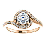 Solitaire Diamond Bypass Engagement Ring W/ Channel Set Band | 