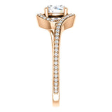 Solitaire Diamond Bypass Engagement Ring W/ Channel Set Band | 