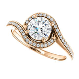 Solitaire Diamond Bypass Engagement Ring W/ Channel Set Band | 