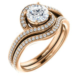 Solitaire Diamond Bypass Engagement Ring W/ Channel Set Band | 