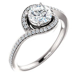 Solitaire Diamond Bypass Engagement Ring W/ Channel Set Band | 