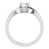 Solitaire Diamond Bypass Engagement Ring W/ Channel Set Band | 