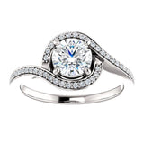 Solitaire Diamond Bypass Engagement Ring W/ Channel Set Band | 