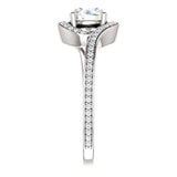 Solitaire Diamond Bypass Engagement Ring W/ Channel Set Band | 
