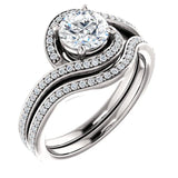 Solitaire Diamond Bypass Engagement Ring W/ Channel Set Band | 