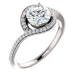 Solitaire Diamond Bypass Engagement Ring W/ Channel Set Band | 