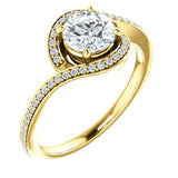 Solitaire Diamond Bypass Engagement Ring W/ Channel Set Band | 