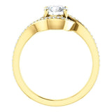 Solitaire Diamond Bypass Engagement Ring W/ Channel Set Band | 