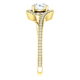 Solitaire Diamond Bypass Engagement Ring W/ Channel Set Band | 