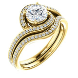 Solitaire Diamond Bypass Engagement Ring W/ Channel Set Band | 