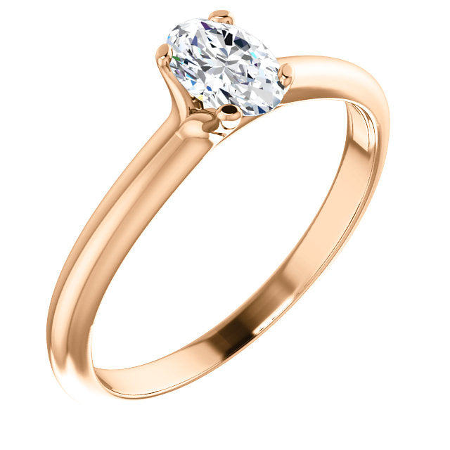 14K Rose Oval Solitaire Engagement Ring 122005:908:P | 