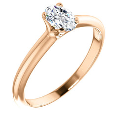 14K Rose Oval Solitaire Engagement Ring 122005:908:P