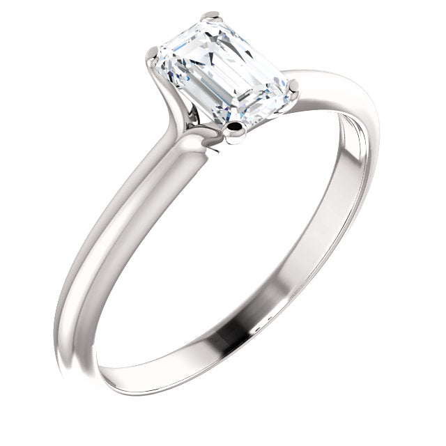 18K White Emerald Solitaire Engagement Ring 122005:675:P | 