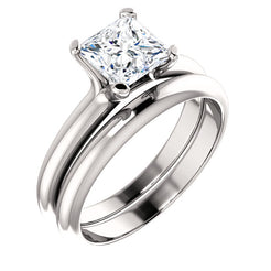 Platinum Princess Cut Solitaire Engagement Ring Matching Band 122005:767:PMB