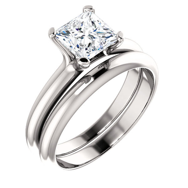 Platinum Princess Cut Solitaire Engagement Ring Matching Band 122005:767:PMB | 