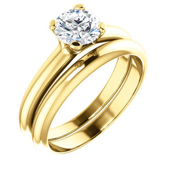 18K Yellow Round Solitaire Engagement Ring Matching Band 122005:466:PMB