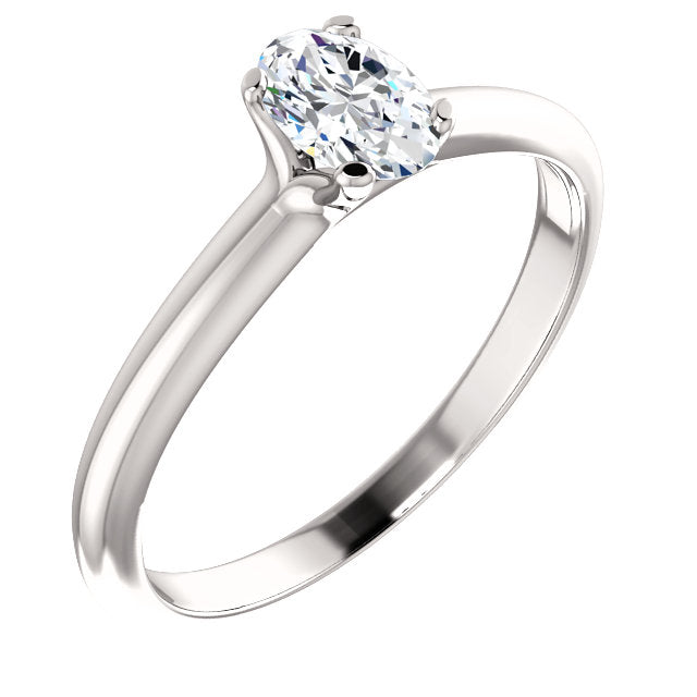 18K White Oval Solitaire Engagement Ring 122005:563:P | 