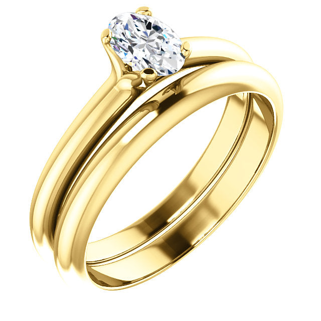 18K Yellow Oval Solitaire Engagement Ring Matching Band 122005:562:PMB | 