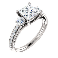 14K White Gold Princess Cut Engagement Ring 122000:929:P