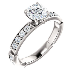 14K White Gold Round Accented Engagement Ring 121988:508:P
