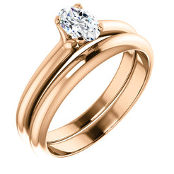 14K Rose Oval Solitaire Engagement Ring Matching Band 122005:908:PMB