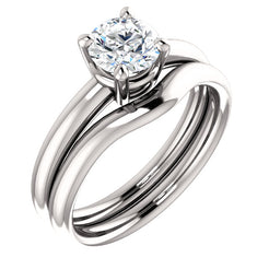 14K White Gold Round Engagement Ring Matching Band 122231:496:PMB