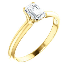 18K Yellow Emerald Solitaire Engagement Ring 122005:674:P