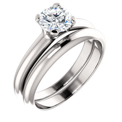 Platinum Round Solitaire Engagement Ring Matching Band 122005:471:PMB