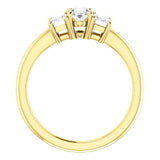 Tri Stone Diamond Engagement Ring Emerald Side Stone | 