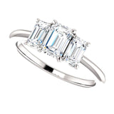 Tri Stone Diamond Engagement Ring Emerald Side Stone | 