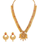 22K Yellow Gold Diamond Necklace & Earrings Set W/ 17.6ct Uncut Diamonds, Rubies, Pearls, Laxmi Kasu & Open Pendant |  22K Yellow Gold Diamond Necklace & Earrings Set W/ 17.6ct Uncut Diamonds, Rubies, Pearls, La...