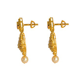 22K Yellow Gold Diamond Necklace & Earrings Set W/ 17.6ct Uncut Diamonds, Rubies, Pearls, Laxmi Kasu & Open Pendant |  22K Yellow Gold Diamond Necklace & Earrings Set W/ 17.6ct Uncut Diamonds, Rubies, Pearls, La...