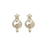 18K Yellow Gold Diamond Chand Bali Earrings W/ 1.49ct VS Diamonds, Pearls & Paisley Design | Elegance precedes you in the form of certified diamonds and seamless design with these beautiful ...