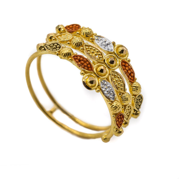 22K Yellow Gold Multi Strand Ring W/Hand Painted & Crafted Beads | 22K Yellow Gold Multi Strand Ring W/Hand Painted & Crafted Beads for women. 22k Gold weight i...