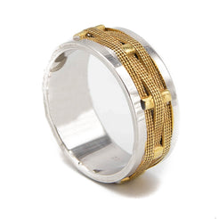 22k Two-Tone Yellow & White Gold Woven Ring for Men