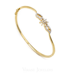 0.5CT Minimal Twist Diamond Cuff Bracelet Set in 18K Yellow Gold