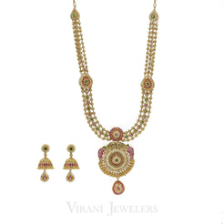 22K Gold Antique Necklace and Earrings Set