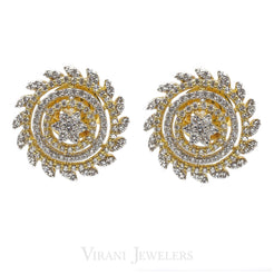 1.17CT Oceanic Diamond Stud Earrings Set in 18K Yellow Gold W/ Star Accents