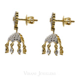 1.04CT Jellyfish Diamond Drop Jhumki Earrings Set in 18K Yellow Gold | 1.04CT Jellyfish Diamond Drop Jhumki Earrings Set in 18K Yellow Gold for women. Stunning diamond ...